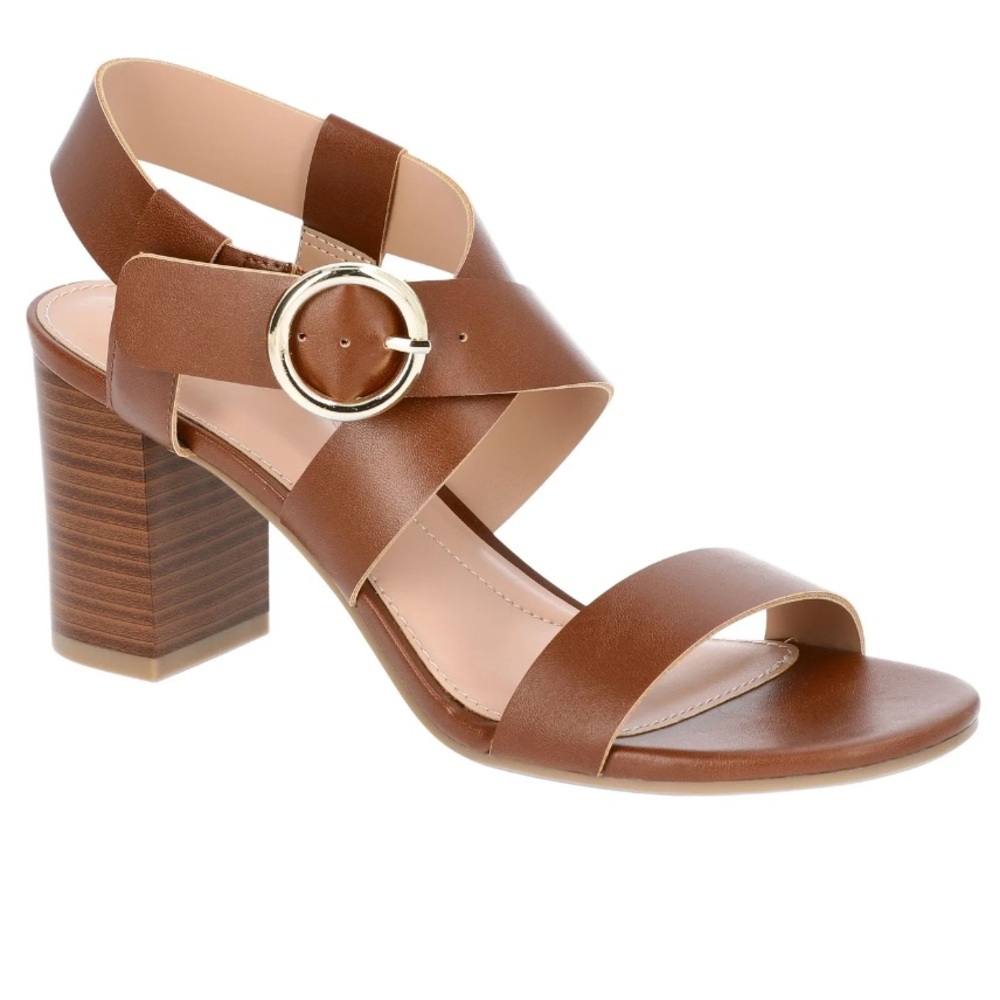 BRAND NEW Brown Strappy Block Heel Memory Foam Sandals Size 10